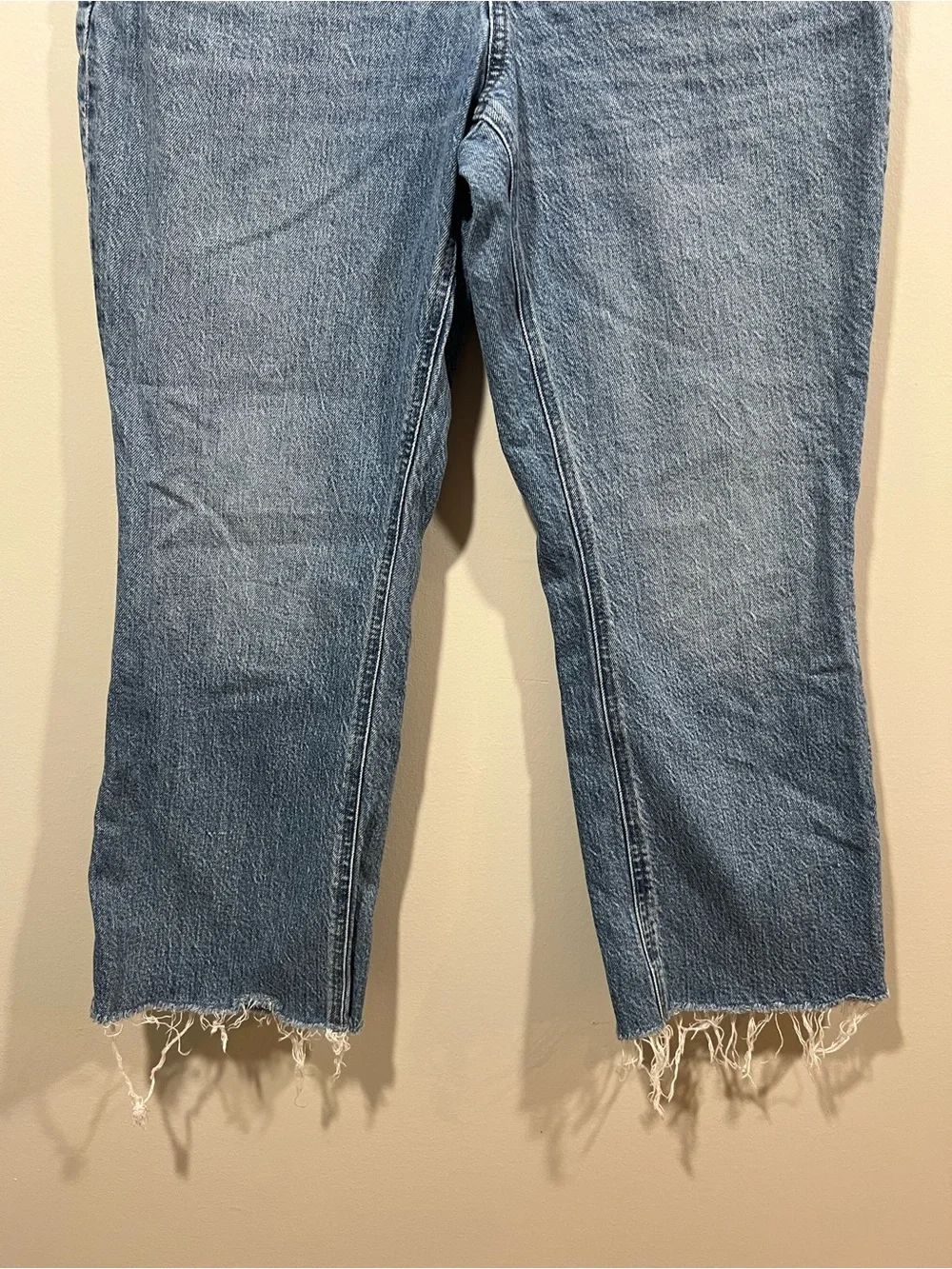 J. Crew Demi Boot Cut Cropped Raw-Hem Jeans in Medium Blue Size 29